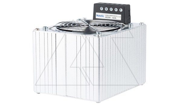 Нагреватель APH 1500W полупроводниковый в алюм. корпусе с вентилятором и термостатом, 230VAC, винт. клемма, на дин-рейку фото