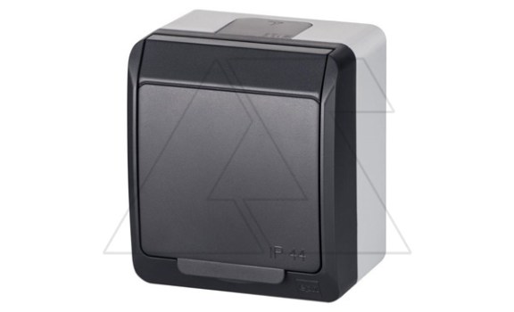 HERMES - Розетка 2P+E, 16A/250V, с крышкой, IP44, антрацит фото