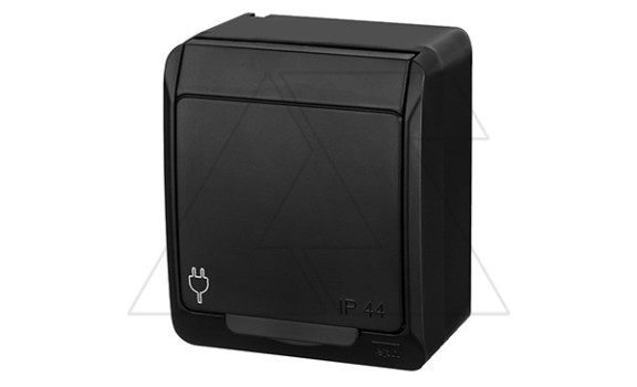 HERMES - Розетка 2P+E, 16A/250V, с крышкой, IP44, черный фото