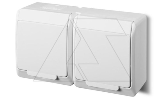 HERMES - Розетка 2x2P+E, 16A/250V, с крышкой, IP44, белый фото