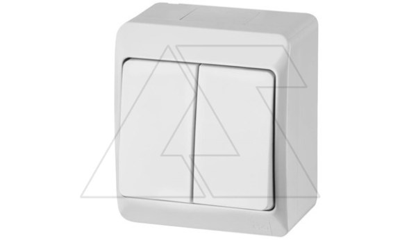 HERMES - Выключатель двухклавишный, 10A/250V, IP44, белый фото