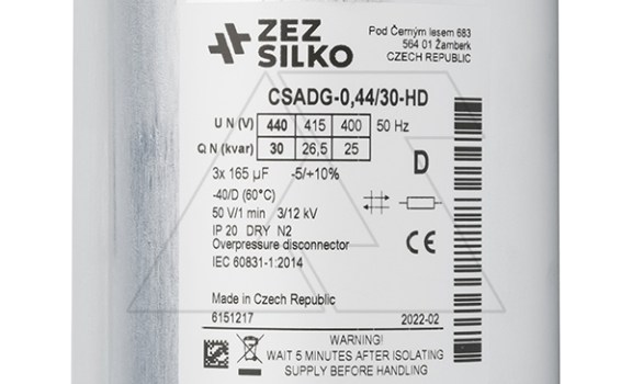 Конденсатор CSADG-0,44/30-UHD, трехфазный, 30kVAr(440VAC), 25kVAr(400VAC), система MKP, клеммник S=25mm², сверхтяжелый режим, IP20 ZEZ Silko даташит схема