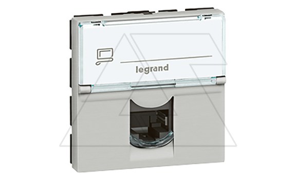 Mosaic - Розетка RJ-45 Кат.5е UTP, 2М, с окном маркировки, алюминий фото