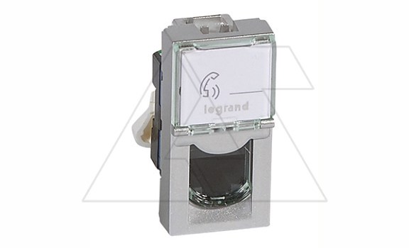 Mosaic - Розетка RJ-45 Кат. 6 UTP, 1М, с окном маркировки, алюминий фото
