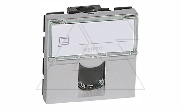 Mosaic - Розетка RJ-45 Кат. 6 UTP, 2М, с окном маркировки, алюминий фото