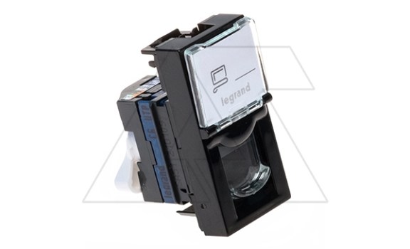 Mosaic - Розетка RJ-45 Кат. 6 UTP, 1М с окном маркировки, черная фото
