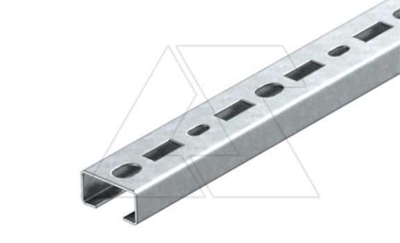 Рейка CML3518P2000FS профильная С-образная, перфорированная, 18x35х2000мм (ВхШхД), шлиц 17мм, толщ. 1.25мм, конв. оцинк. фото