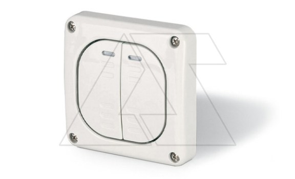 Переключатель встраиваемый проходной, 2P 10A/250V, с подсветкой, M95(95x95mm), IP66, серия PROTECTA фото