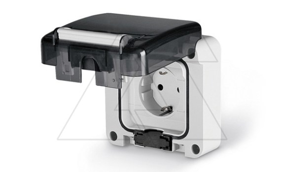 Розетка встраиваемая SCHUKO 2P+E 16A/250V, со шторками, M95(95x95mm), IP66, серия PROTECTA фото