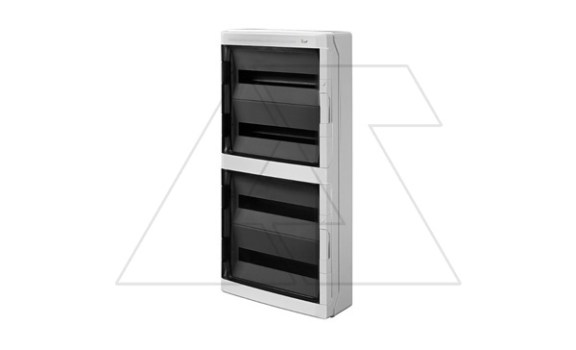Щит навесной GALANT 4x18M, N/PE 8x 10x16+10x10mm2, 2x дымчатых пласт. двери, светло-серый RAL7035, 878x432x160mm, IP65 фото