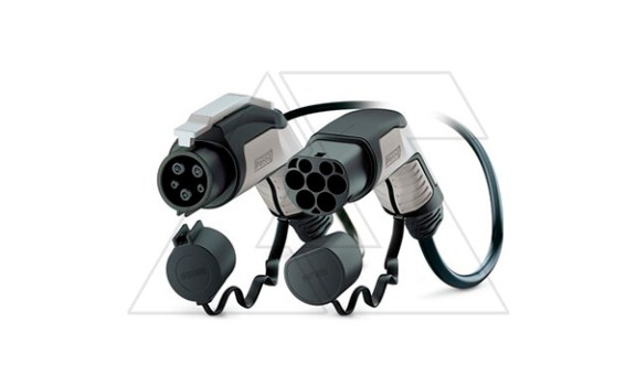 Зарядный кабель AC EV-TAG3PC-1AC32A-5,0M6,0ESBK01, Тип 1 (электромобиль), Тип 2 (зар. станция), 1Ph, 250VAC, 32A, 5m, прямой, серо-черный фото
