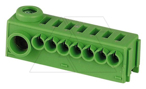 Колодка клеммная KSK-PE, 1x2.5_25+7x0.5_4mm2, зеленая, пружинный зажим, установка на держатели KSK фото
