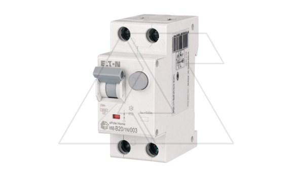 Дифф. авт. выключатель HNB-B20/1N/003, 1P+N, 20A, хар-ка B, 6kA, 30mA, тип АC, 2M фото