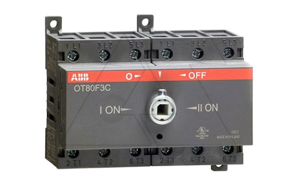 Выкл. нагрузки реверсивный OT80F3C, 80A 3P 6M схема I-0-II без рукоятки фото