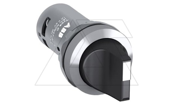 Переключатель C3SS1-30B-02, 3-х позиц., черный, 2NC (45-0-45), с фиксацией, IP66, хром металл, 22mm фото