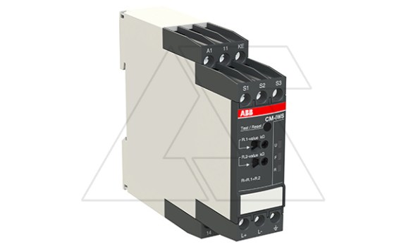 Реле контроля изоляции CM-IWS.1S, 24...240VAC/DC 0...250VAC/0...300VDC 1...100kOm 10µF сброс тест память 1CO (3A-AC15) LED 22.5mm ABB даташит схема