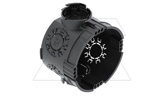 Подрозетник UG 46 одиночный, 650°С, Ø64мм, h=46мм, для спл. стен, без винтов, черный, полипропилен фото