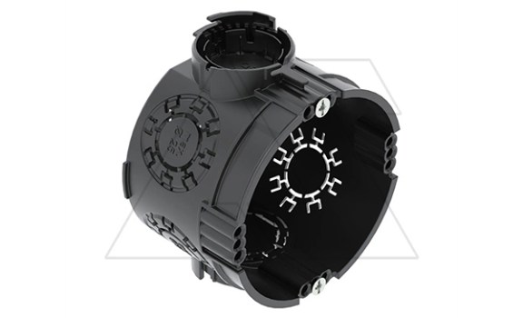 Подрозетник UG 46-GS одиночный, 650°С, Ø64мм, h=46мм, для спл. стен, с винтами, черный, полипропилен фото
