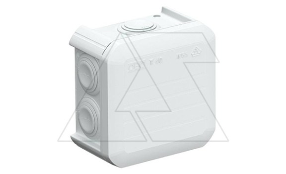 Коробка распред. T 40 без клемм, IP55, 90х90х52мм, 7 вводов М25, серый, полипропилен фото