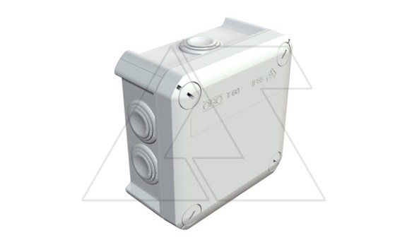 Коробка распред. T 60, без клемм, IP66, 114х114х57мм, 7 вводов М25, Halogen Free, UV-resistant, серый, полипропилен фото