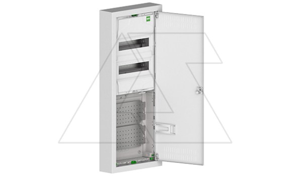 Щит настенный MSF TWIN RN комбинированный, 2*12M+2xМП перф., N/PE-шинки, 1xSCHUKO, мет. дверь, белый RAL9016, 853x358x100mm, IP30 фото