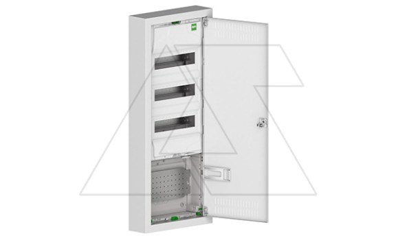 Щит настенный MSF TWIN RN комбинированный,3*12M+1xМП перф., N/PE-шинки, 1xSCHUKO, мет. дверь, белый RAL9016, 853x358x100mm, IP30 фото