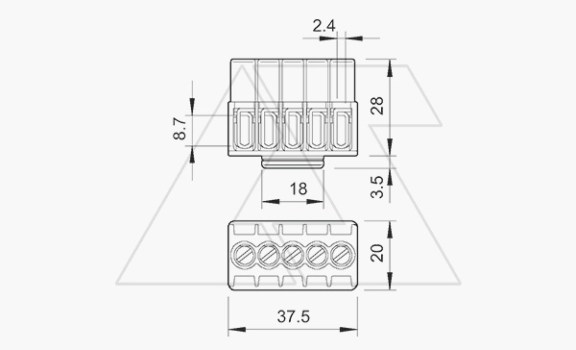 Клемная колодка KL-T 01-04 для коробок Т25, Т40, 5х1...4мм², 400V, серый, полиамид OBO-Bettermann даташит схема