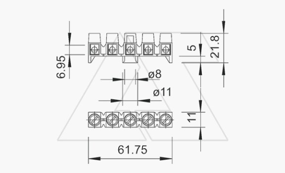 Клемная колодка 689 для коробок А-серии, 5шт. Сеч 0,8...2,5мм², полиамид OBO-Bettermann даташит схема