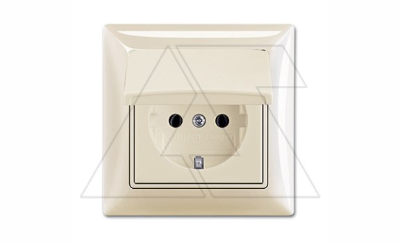 Basic 55 - Розетка 2P+E нем. стд. с крышкой и рамкой, IP 44 (сл. кость) фото