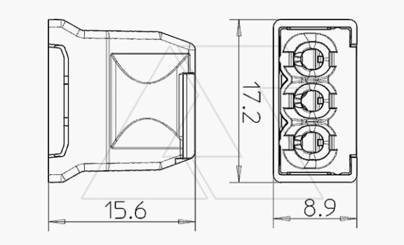 Клемма 61 325 LGR 3-контактная, до 2,5мм², 24A, 450V, серый, полиамид OBO-Bettermann даташит схема