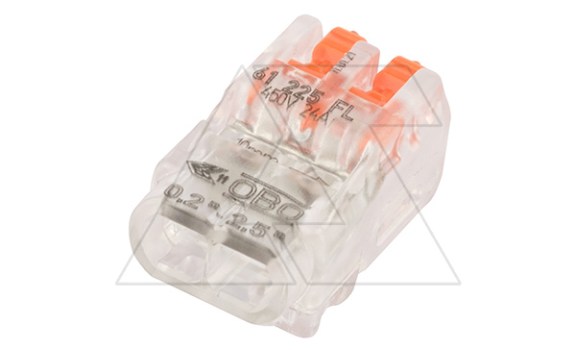 Клемма 61 225 FL универсальная, 2 контакта 0,2...2.5мм², 24А, 450V, (уп. 10шт), поликарбонат OBO-Bettermann даташит схема