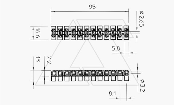 Клеммник 72 CE WS разрезаемый, 12шт, 4мм², 32A, 450V, белый, полипропилен OBO-Bettermann даташит схема