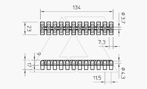 Клеммник 76 CE WS разрезаемый, 12шт, 10мм², 57A, 450V, белый, полипропилен OBO-Bettermann даташит схема