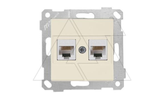 Rita - Розетка 2хRJ-45 кат. 5e UTP, сл.кость фото