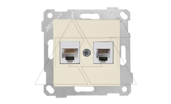 Rita - Розетка телефонная RJ-12+RJ-45 кат.5е, сл.кость фото