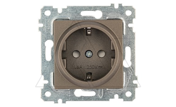 Rita - Розетка 2P+E, защ. шторки, антрацит фото