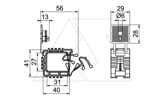 Крепление 2031 10 Grip 10 групповое, захват, до 10 кабелей NYM 3х1,5мм², F=0,32kN, RAL 7035, серый полипропилен OBO-Bettermann даташит схема