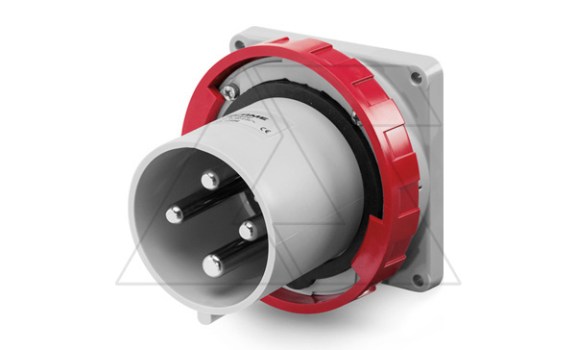 Разъем пром. силовой CEE встраиваемый, штекер, 63A, 3P+E 6h, 380_415VAC 50/60Hz, уст. 100x110mm, IP66/IP67/IP69, серия OPTIMA фото