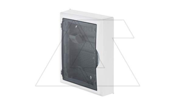 Щит навесной ECO BOX мультимед, TS35+1x МП перф.118x270mm, дымчатая пласт. дверь, белый RAL9003, 434x354x105mm, IP40 фото