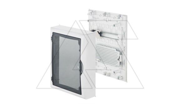 Щит навесной ECO BOX мультимед, TS35+1x МП перф.118x270mm, дымчатая пласт. дверь, белый RAL9003, 434x354x105mm, IP40 Elektro-Plast даташит схема