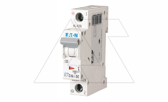 Авт. выключатель PL7-C16/1-DC, 1P, 16A, хар-ка C, 10kA, 250VDC, 1M фото