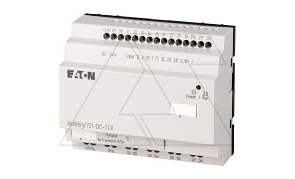 Программируемый логический контроллер EASY721-DC-TCX, 24VDC, 12(4 аналог.)вх., 8 транз.вых., таймер фото