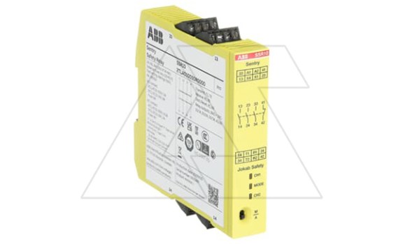 Реле безопасности Sentry SSR10, 24VDC, одно/двухканальное, 3NO+1NС (5A-AC15), LED, 22.5mm ABB даташит схема