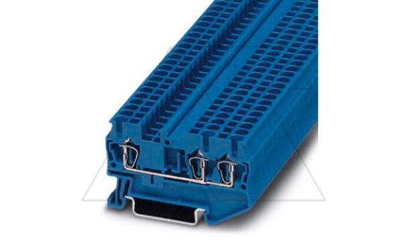 Клемма проходная ST 2,5-TWIN BU /5,2mm, пружинная, 3 присоед., 2,5(max 4)mm2, 24A, 800V, синяя фото