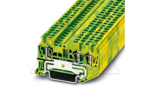 Клемма защитного проводника ST 2,5-TWIN-PE /5,2mm, пружинная, 3 присоед., 2,5(max 4)mm2, желто-зеленая фото