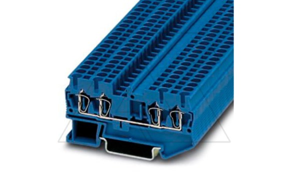 Клемма проходная ST 2,5-QUATTRO BU /5,2mm, пружинная, 4 присоед., 2,5(max 4)mm2, 24A, 800V, синяя фото