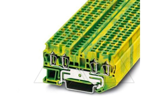 Клемма защитного проводника ST 2,5-QUATTRO-PE /5,2mm, пружинная, 4 присоед., 2,5(max 4)mm2, желто-зеленая фото