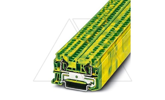 Клемма защитного проводника ST 4-PE /6,2mm, пружинная, 2 присоед., 4(max 6)mm2, желто-зеленая фото