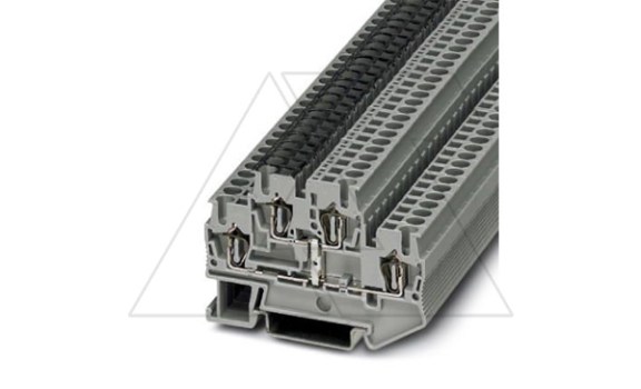 Клемма двухъярусная STTB 2,5-PV /5,2mm, пружинная, со связью потенциала, 4 присоед., 2,5(max 4)mm2, 22A, 500V, серая фото
