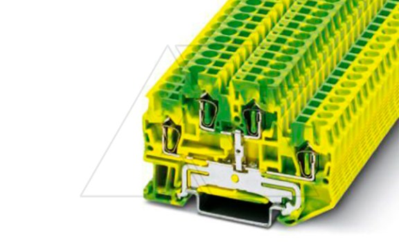 Клемма защитного проводника двухъярусная STTB 2,5-PE /5,2mm, пружинная, со связью потенциала, 4 присоед., 2,5(max 4)mm2, желто-зеленая фото